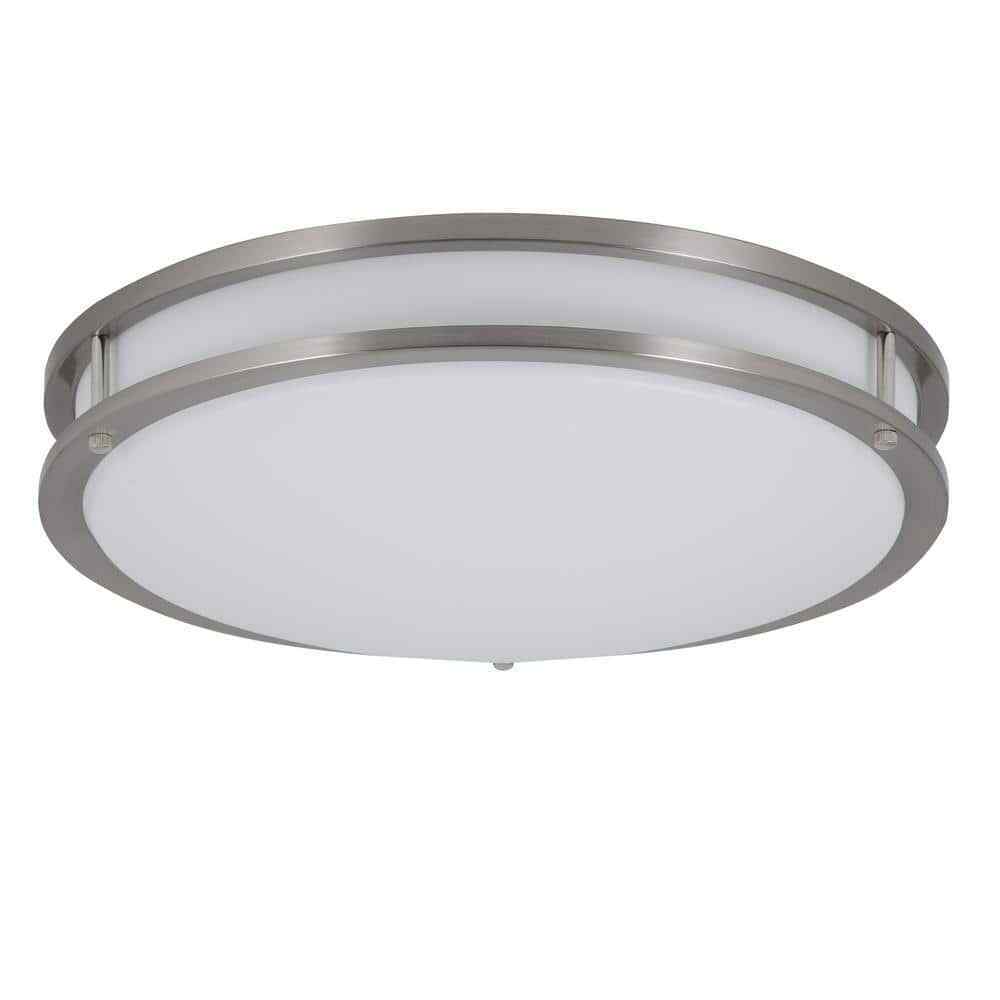Commercial Electric 16 in. Smart Color Selectable LED Brushed Nickel Flush Mount