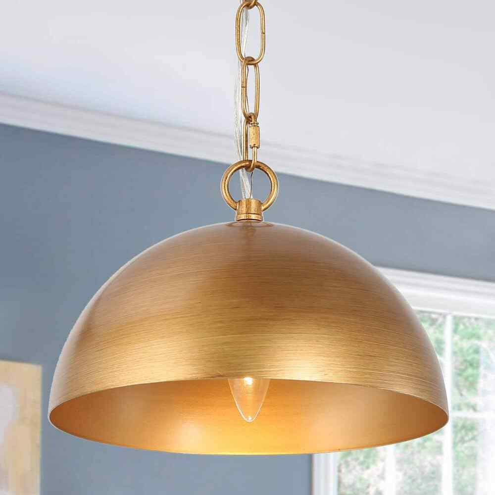 Uolfin Farmhouse Brushed Gold Pendant Kitchen Hanging Pendant Light Fixture