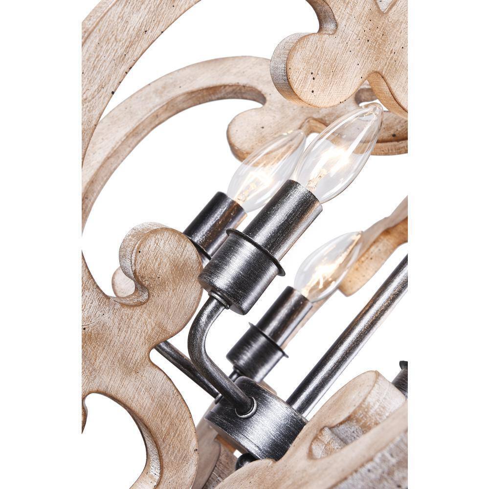 Bella Depot 6-Light Weathered Wood Cottage Chic Crown Chandelier