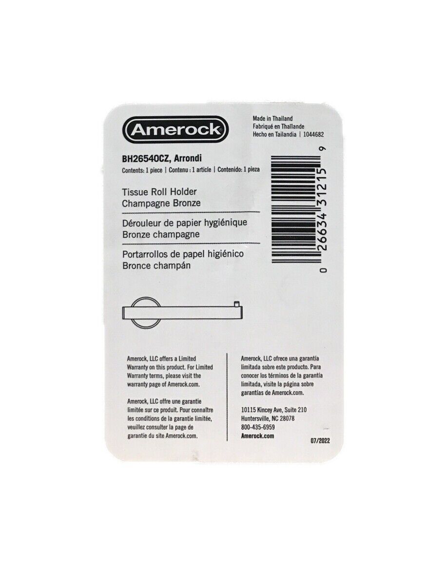 Amerock Arrondi Single Post Toilet Paper Holder in Champagne Bronze