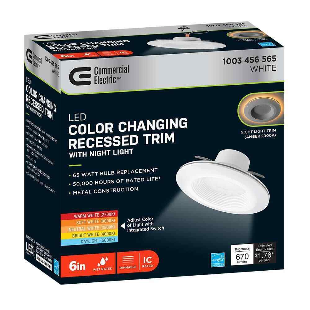 Commercial Electric 6 in. Selectable CCT LED Recessed Light Trim 670 Lumens