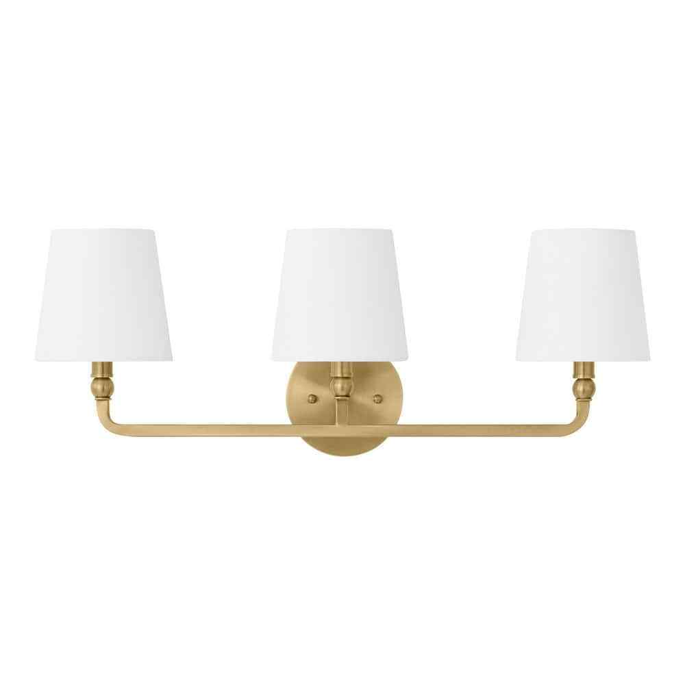 Hampton Bay Canterwood Brass Bathroom Vanity Light Fixture w/ Fabric Shades