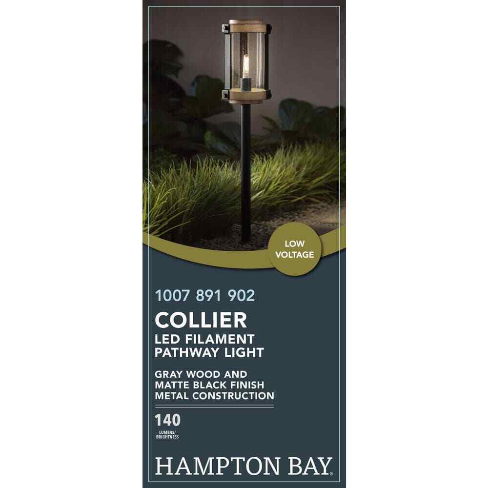 Hampton Bay Collier Low Voltage Gray Wood Outdoor Landscape Path Light