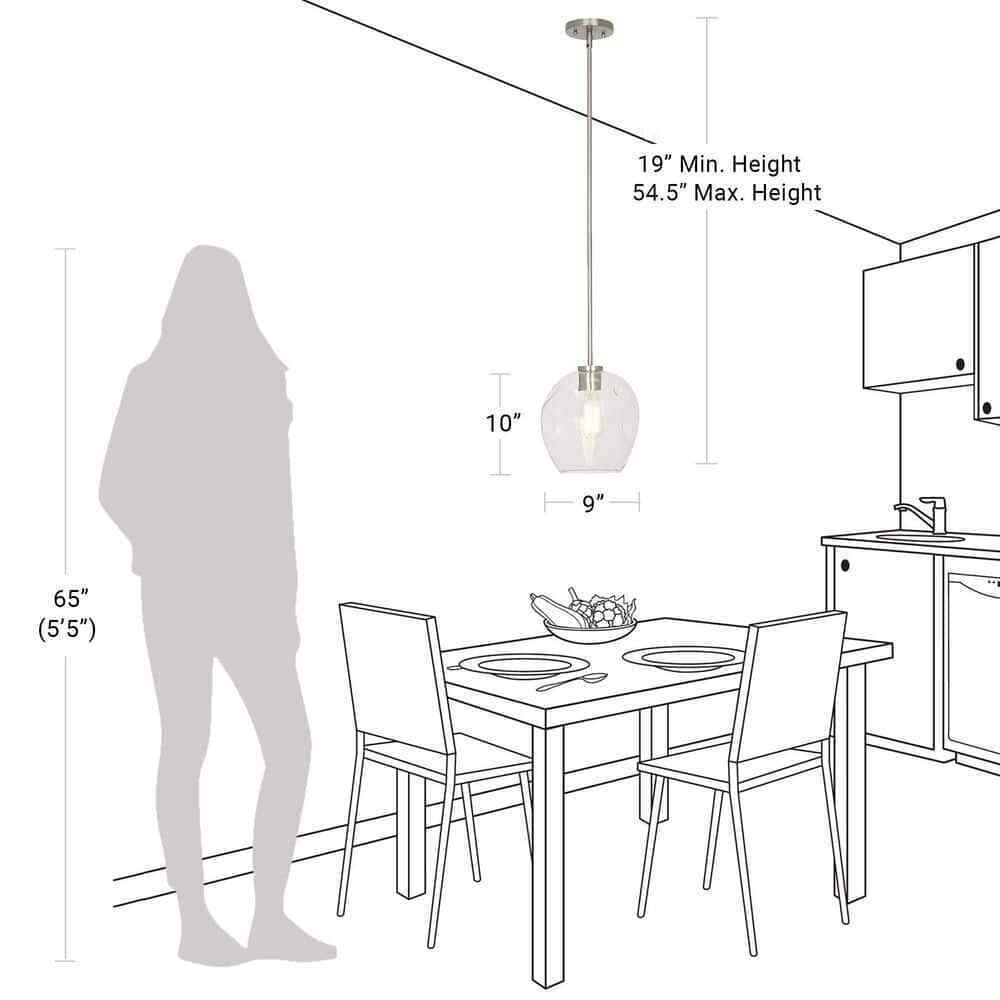 A-Street 1-Light Brushed Nickel Mini Pendant with Glass Shade