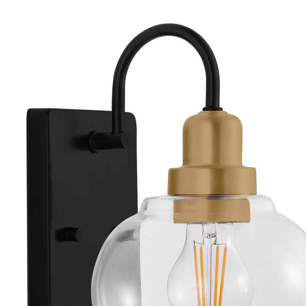 Home Decorators Halyn 4.5 in. 1-Light Matte Black Indoor Wall Sconce