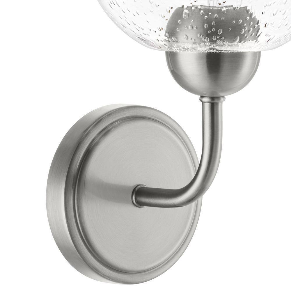 Home Decorators Collection Jill 1-Light Brushed Nickel Sconce Seeded Glass