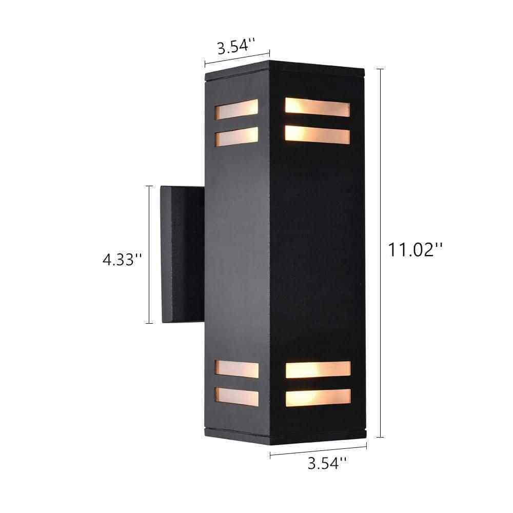 RRTYO 2-Light Matte Black Outdoor Waterproof Wall Lantern Exterior Sconce