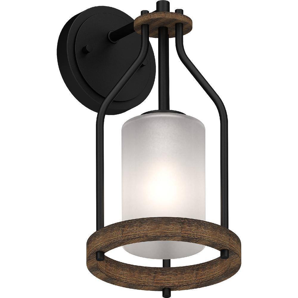 Volume Lighting Emery 5 in. Walnut and Black Indoor Vanity Wall Sconce