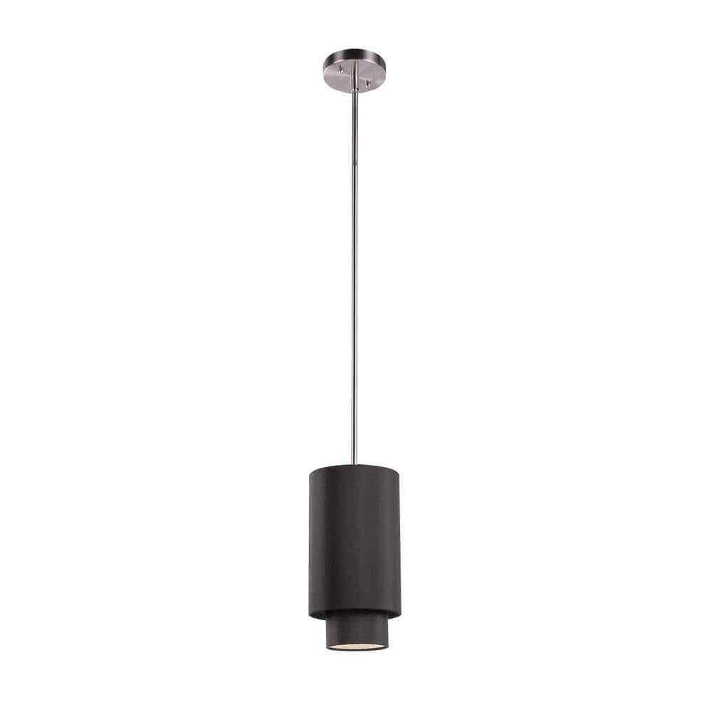 Bel Air Lighting Schiffer 1-Light Brushed Nickel Mini Pendant with Black Shade