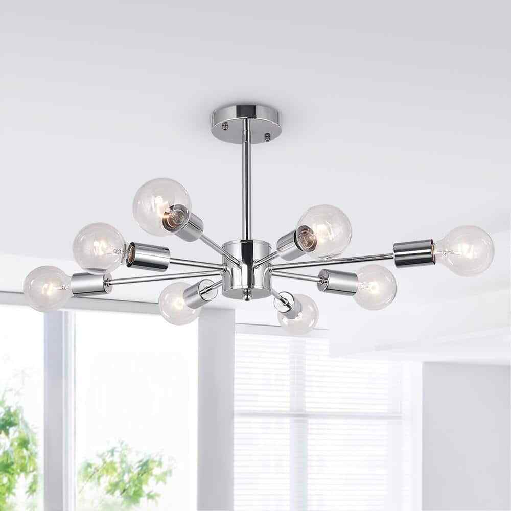 RRTYO Taraji 24.01 in. 8-Light Semi Chrome Semi-Flush Mount