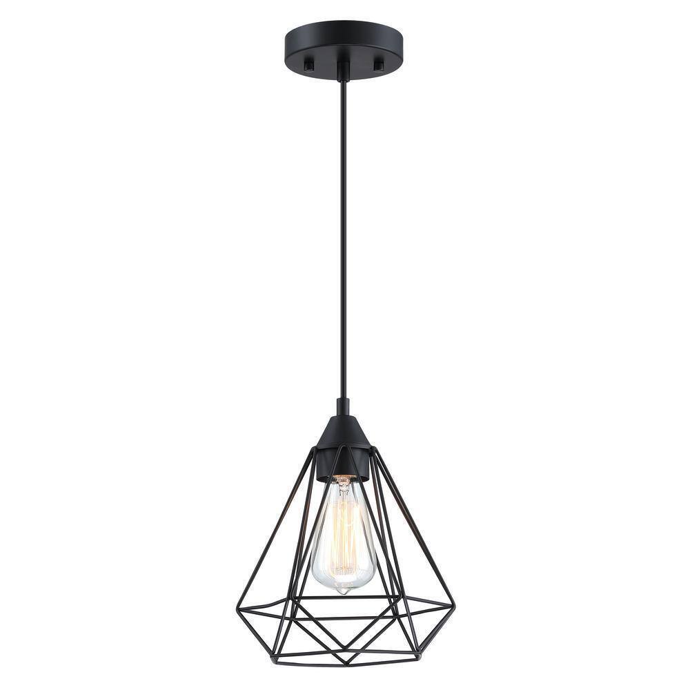 Hukoro Alfa 1-Light Cage Mini Pendant Light with Matte Black Finish F51381-BK
