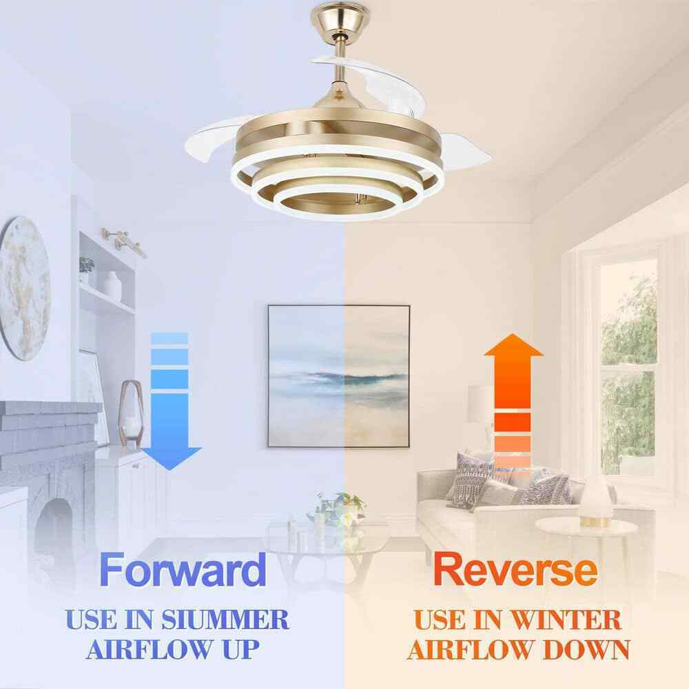 Bella Depot 42 in. LED Gold Invisible Blade Ceiling Fan w/ Remote and Light Kit