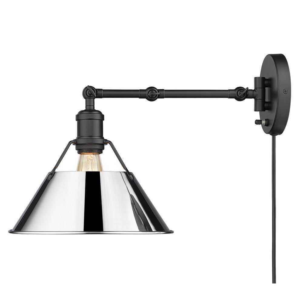 Golden Lighting Orwell 9 in. Matte Black Sconce 3306-A1W BLK-CH