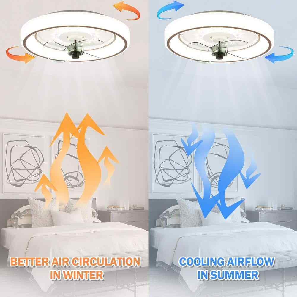 Bella Depot 19 in. Indoor Smart App Control White Ceiling Fan w/ Integrated LED