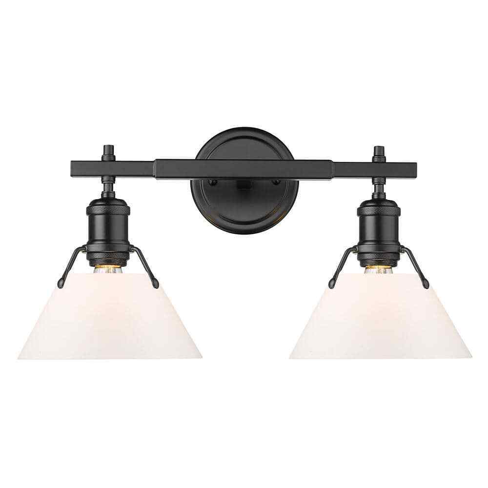 Golden Lighting Orwell 4.875 in. 2-Light Matte Black Vanity Light