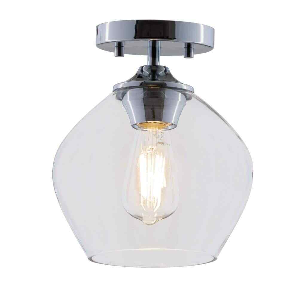 STANFORD LIGHTING Ancona 1-Light Chrome Semi-Flush Mount with Clear Glass