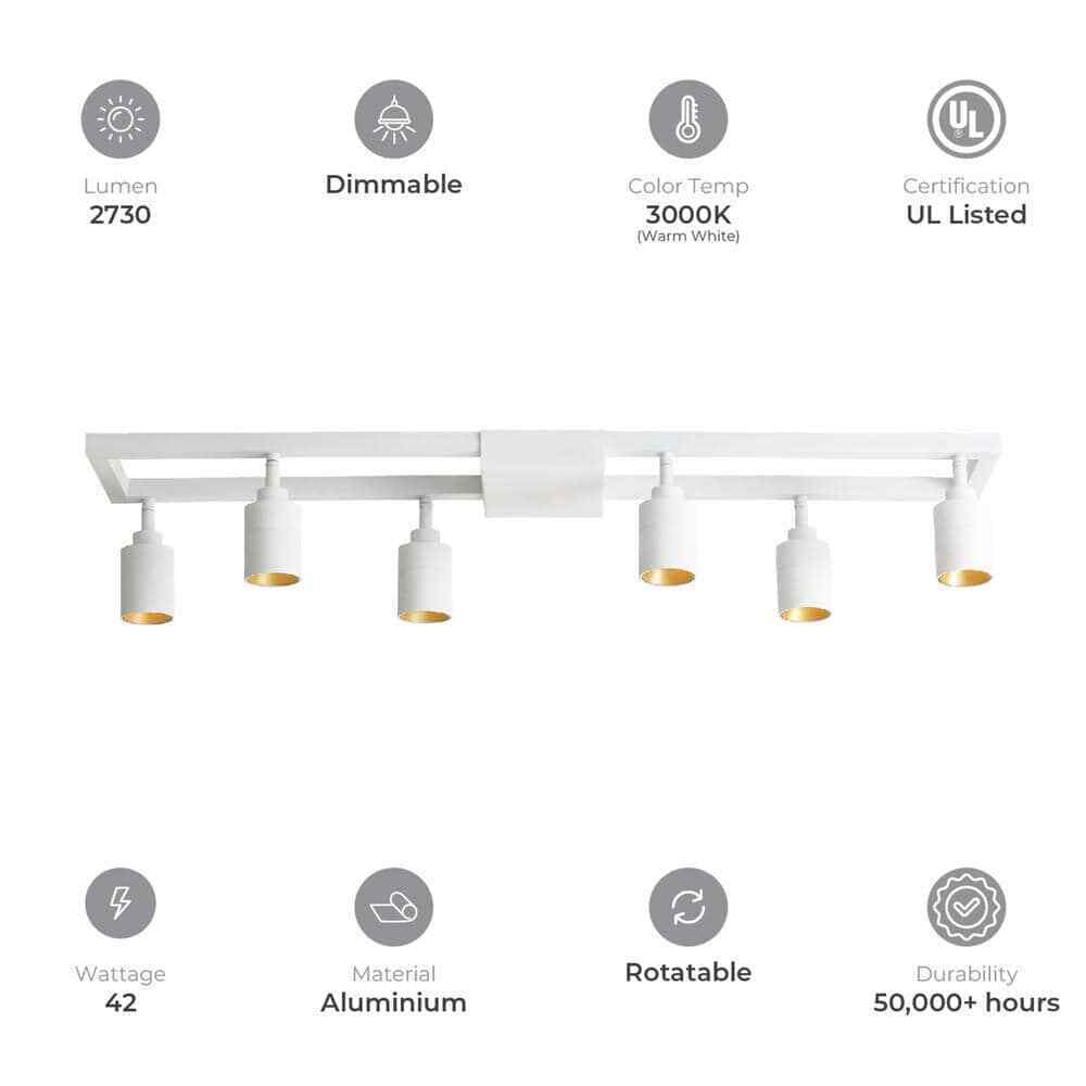 Vidalite White Modern LED Fixed Track Light 42-Watt Six Rotating Gimbal Heads
