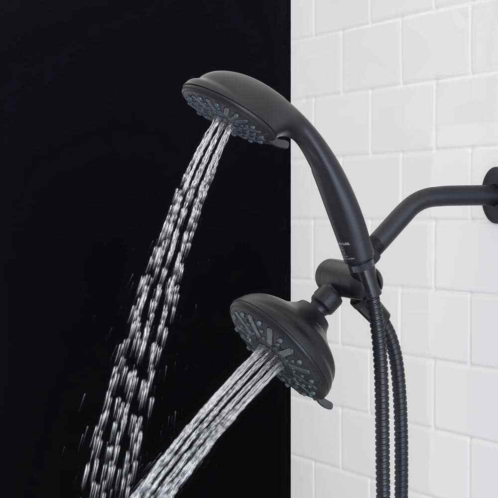 Glacier Bay 6-Spray 5 in. Dual Wall Mount Handheld Shower Head Matte Black