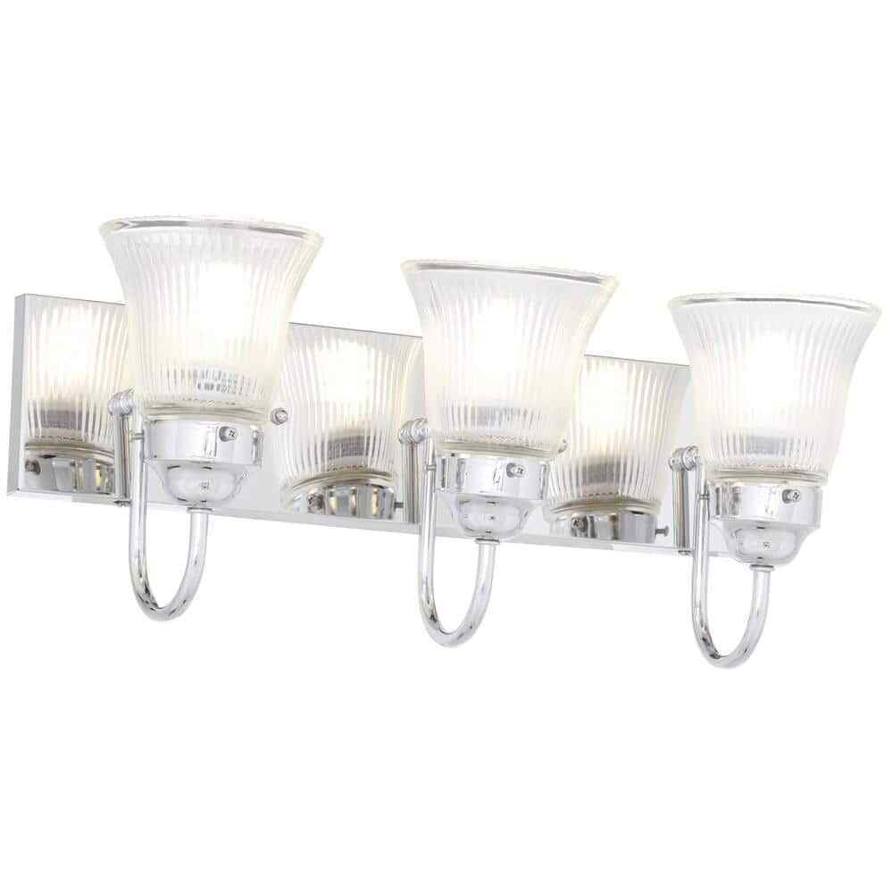 Volume Lighting Marti Chrome Bath Vanity Light w/ Ribbed Glass Bell Shades
