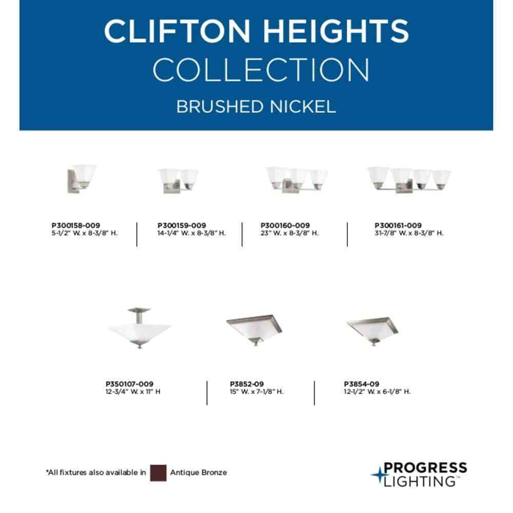 Progress Lighting Clifton Heights Collection 2-Light Brushed Nickel Vanity Light
