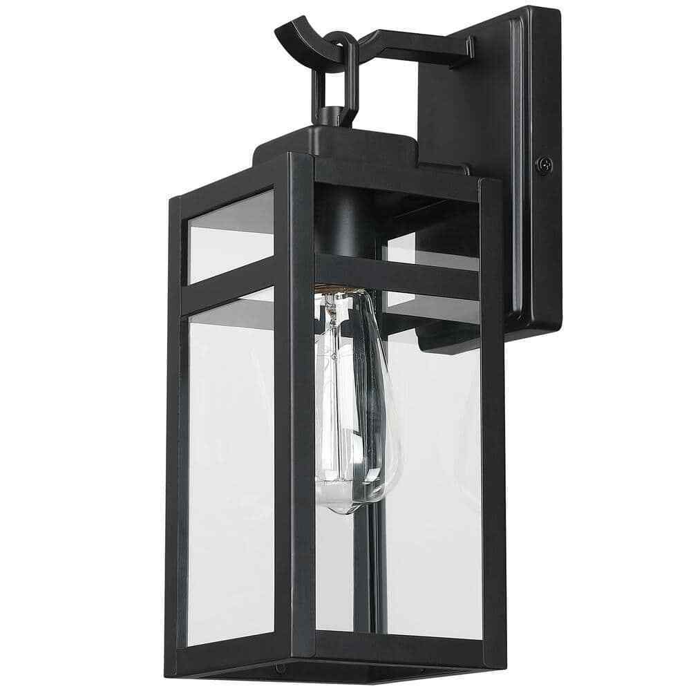 Pia Ricco Outdoor Wall Light 1-Light Black Exterior Wall Sconce Light Fixture