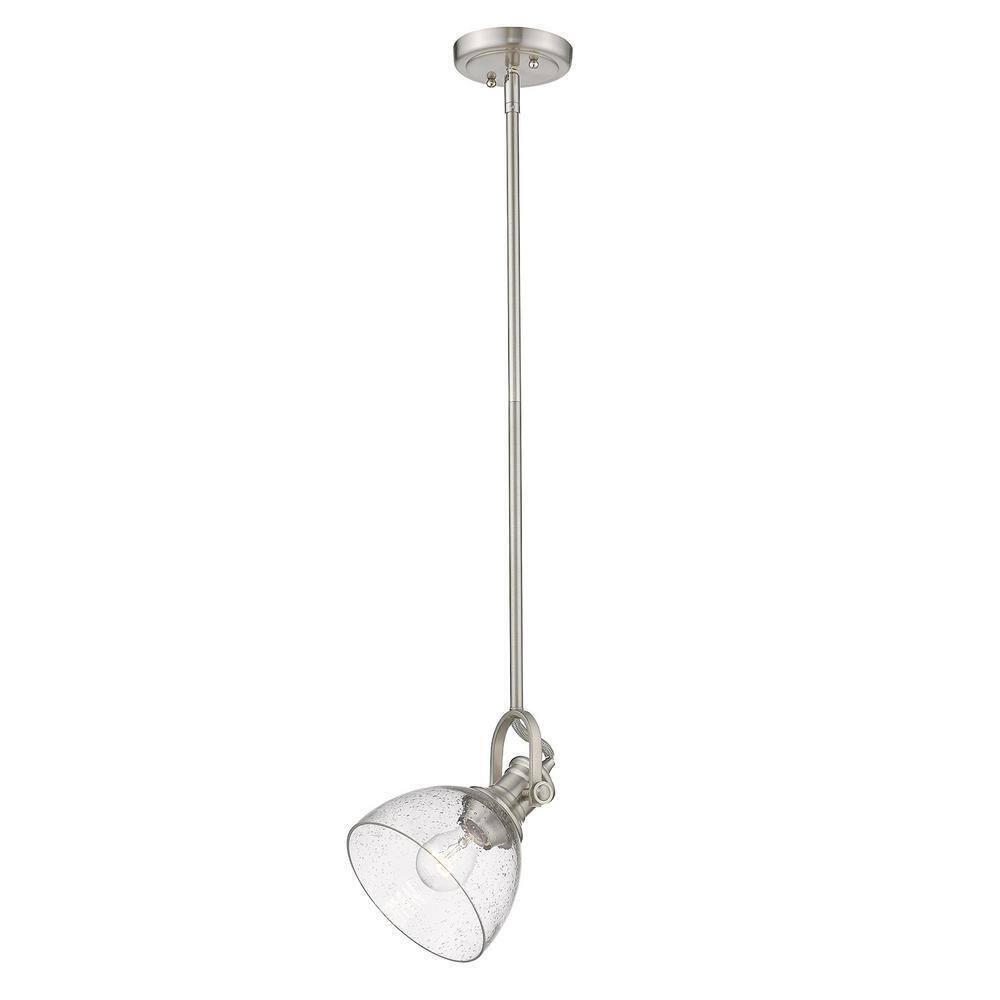 Golden Lighting Hines 1-Light Pewter Mini Pendant with Seeded Glass