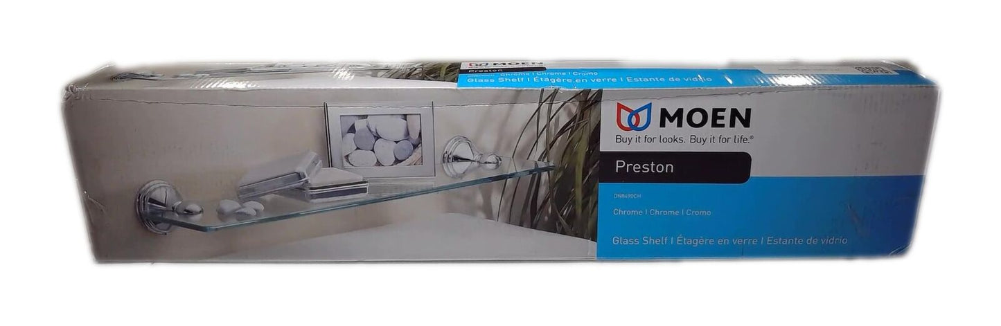 MOEN Preston 19 in. W Glass Bath Shelf in Chrome DN8490CH