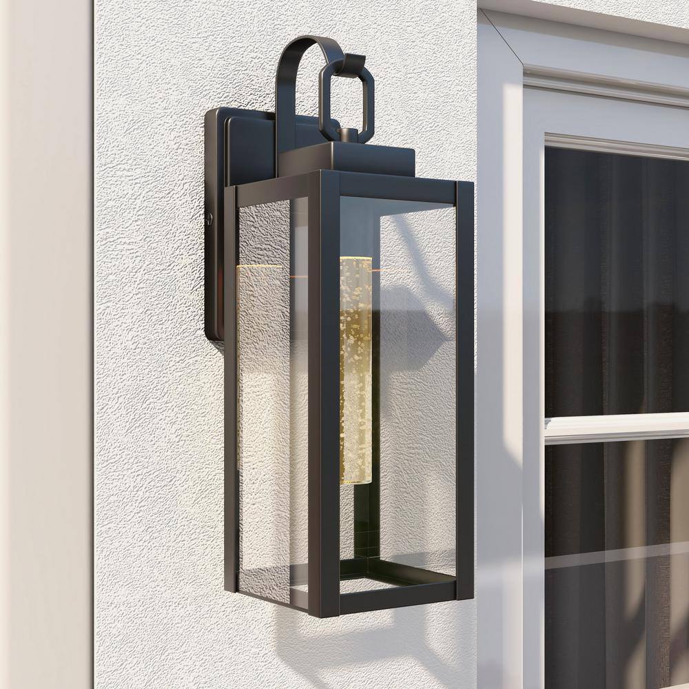 Pia Ricco 1-Light Black Wall Outdoor 7-Watt LED Outdoor Wall Light E26 Base