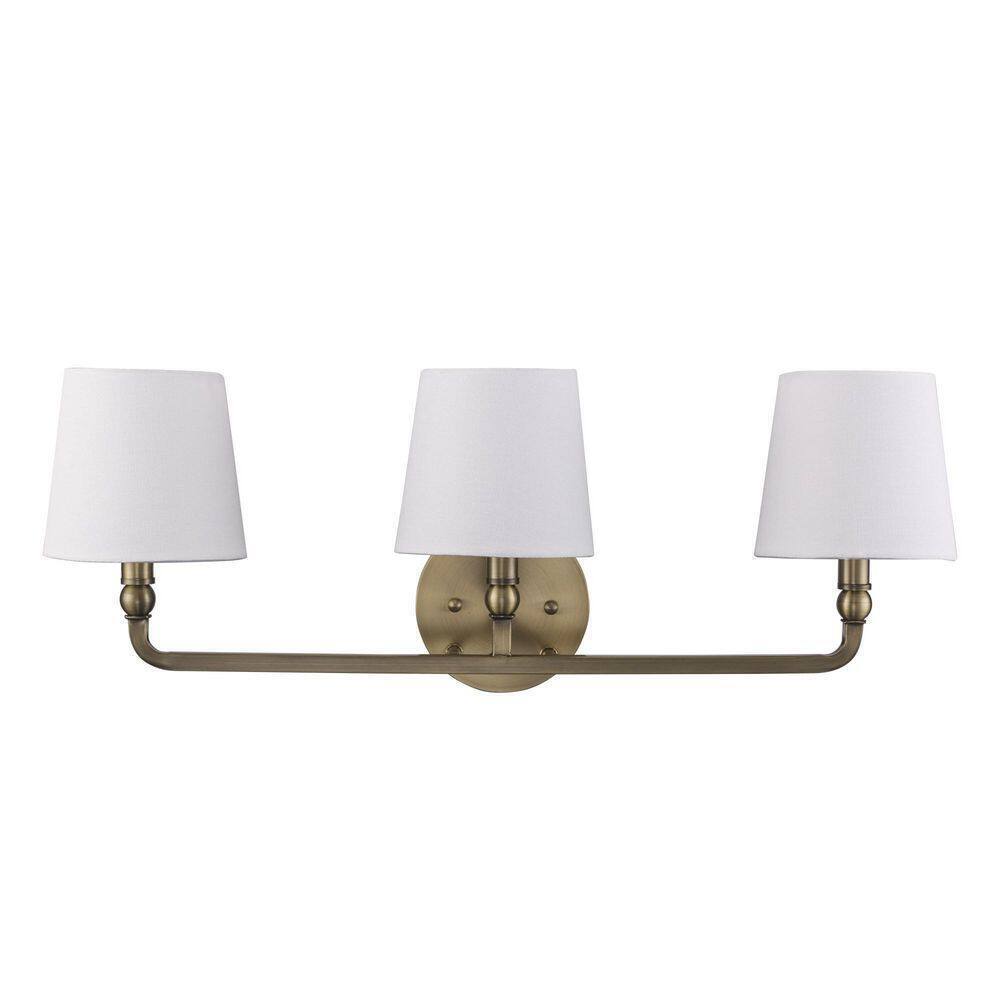 Hampton Bay Canterwood Brass Bathroom Vanity Light Fixture w/ Fabric Shades