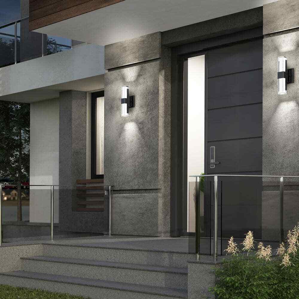 Artika Gemini Black Modern 3 CCT Integrated LED Hardwired Light Lantern Sconce