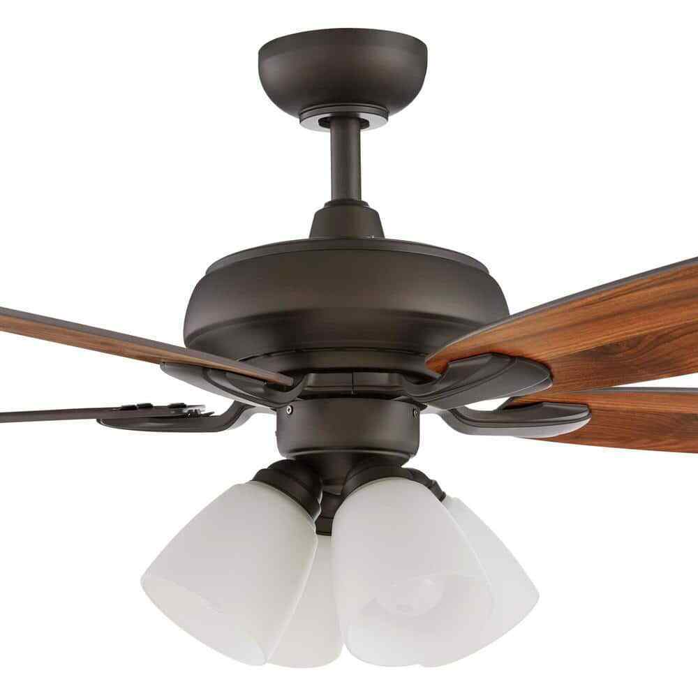 Hampton Bay Hollis 52 in. Indoor LED Bronze Ceiling Fan w/ Light Kit and Remote