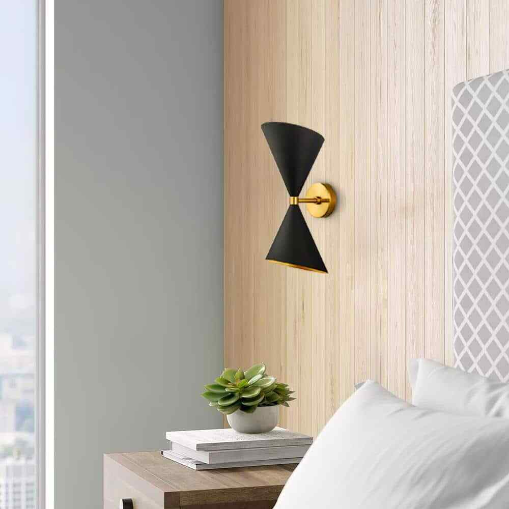 RRTYO 2-Light Black Wall Sconce with Light Direction of Up and Down YL002404