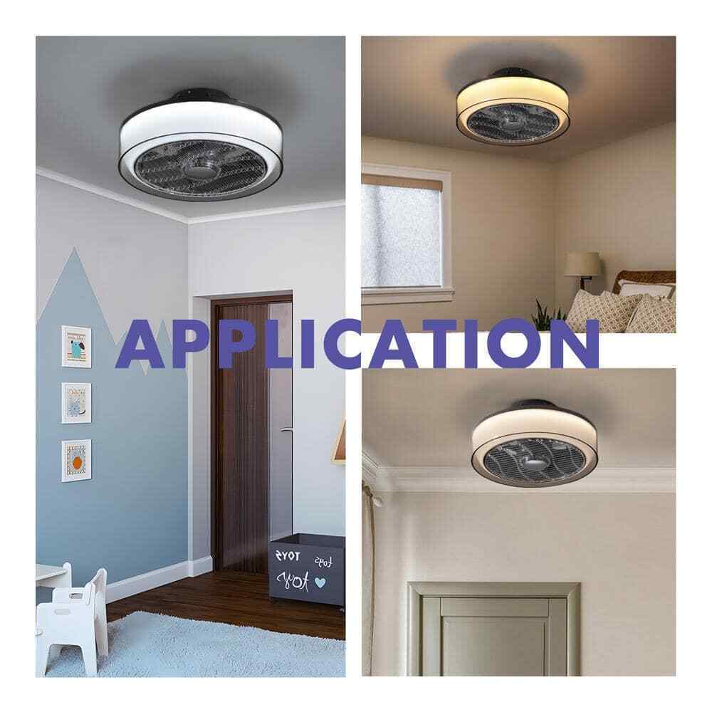ANTOINE Modern Dimmable LED Indoor Gray Smart Enclosed Ceiling Fan w/ Remote