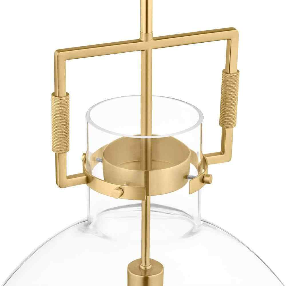 Hampton Bay Ballington Gold Oversized Pendant Light Fixture w/ Clear Glass Shade