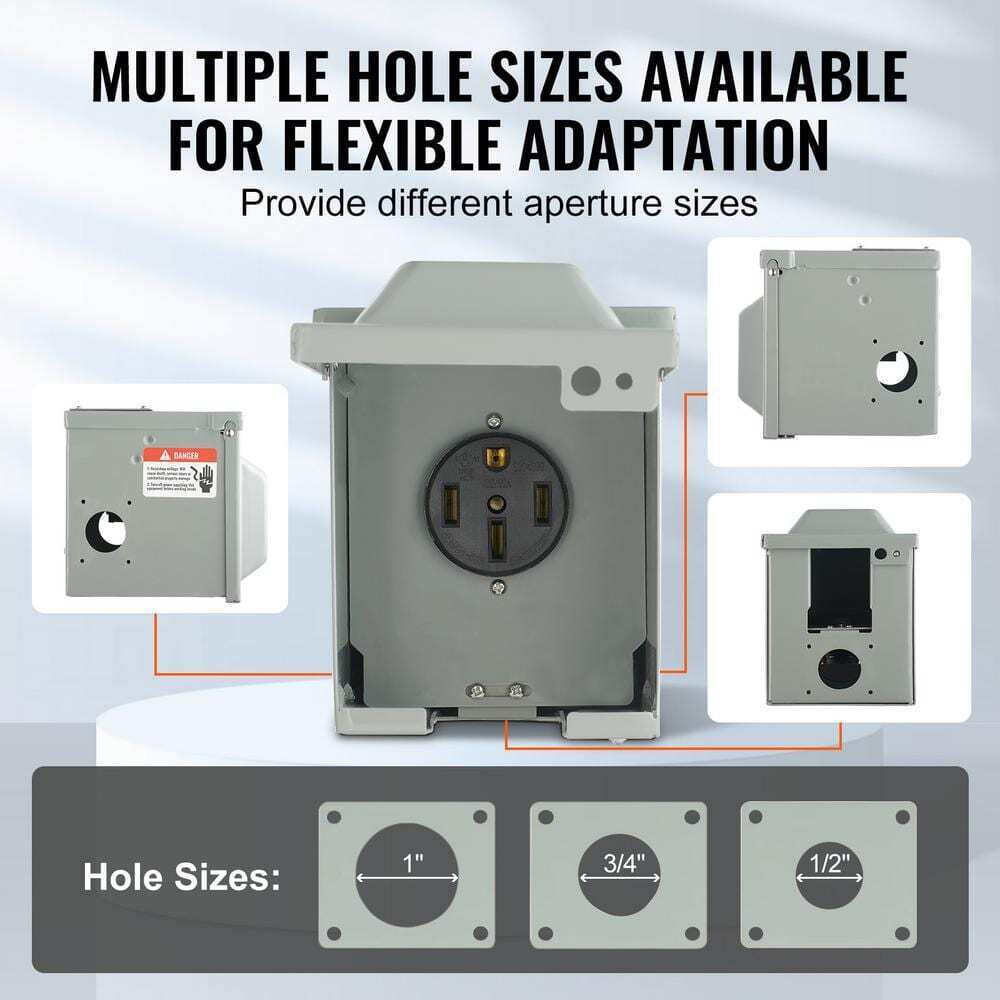 VEVOR RV Power Outlet Box 125-Volt/250-Volt Receptacle Panel for RV or Camper