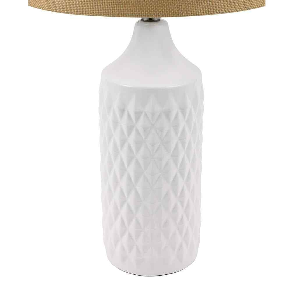 Unbranded 26.5 in. White Ceramic Table Lamp with Linen Shade 19970-001