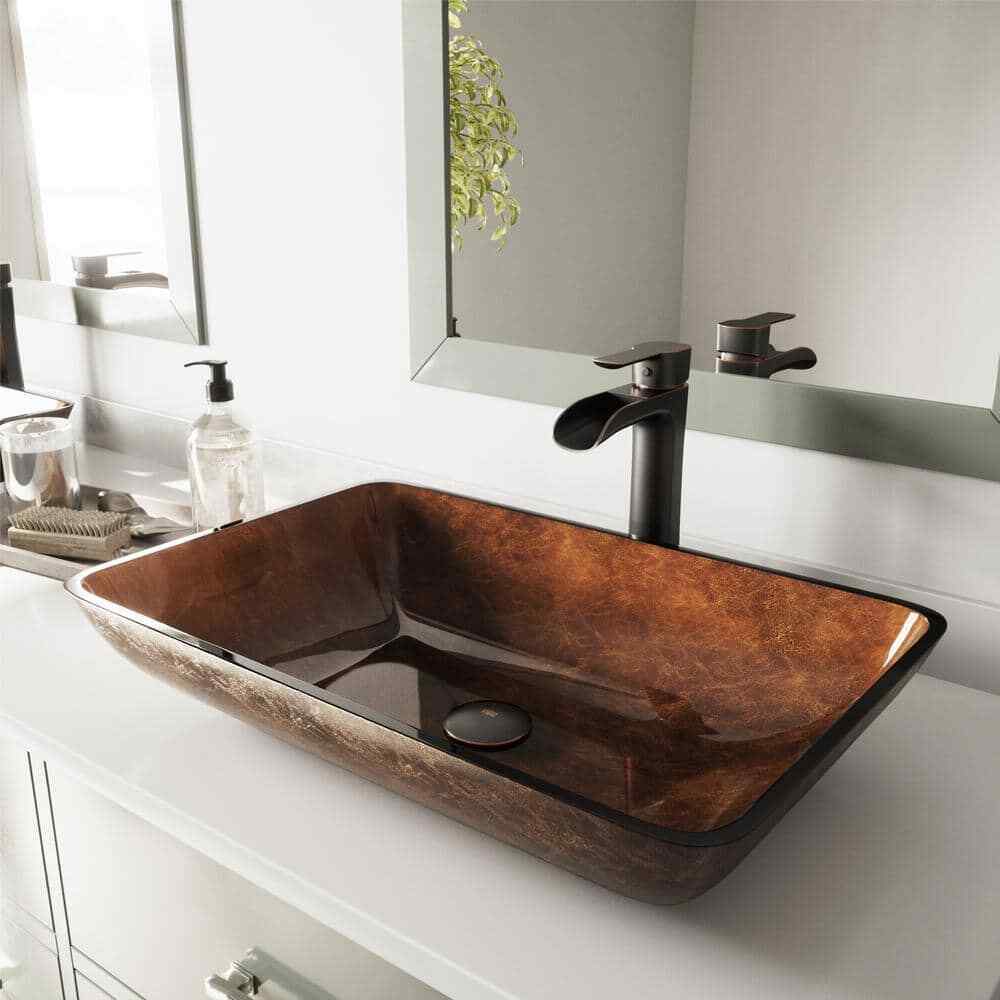 VIGO Vessel Bathroom Sink Pop-Up Drain & Mounting Ring in Antique Rubbed Bronze