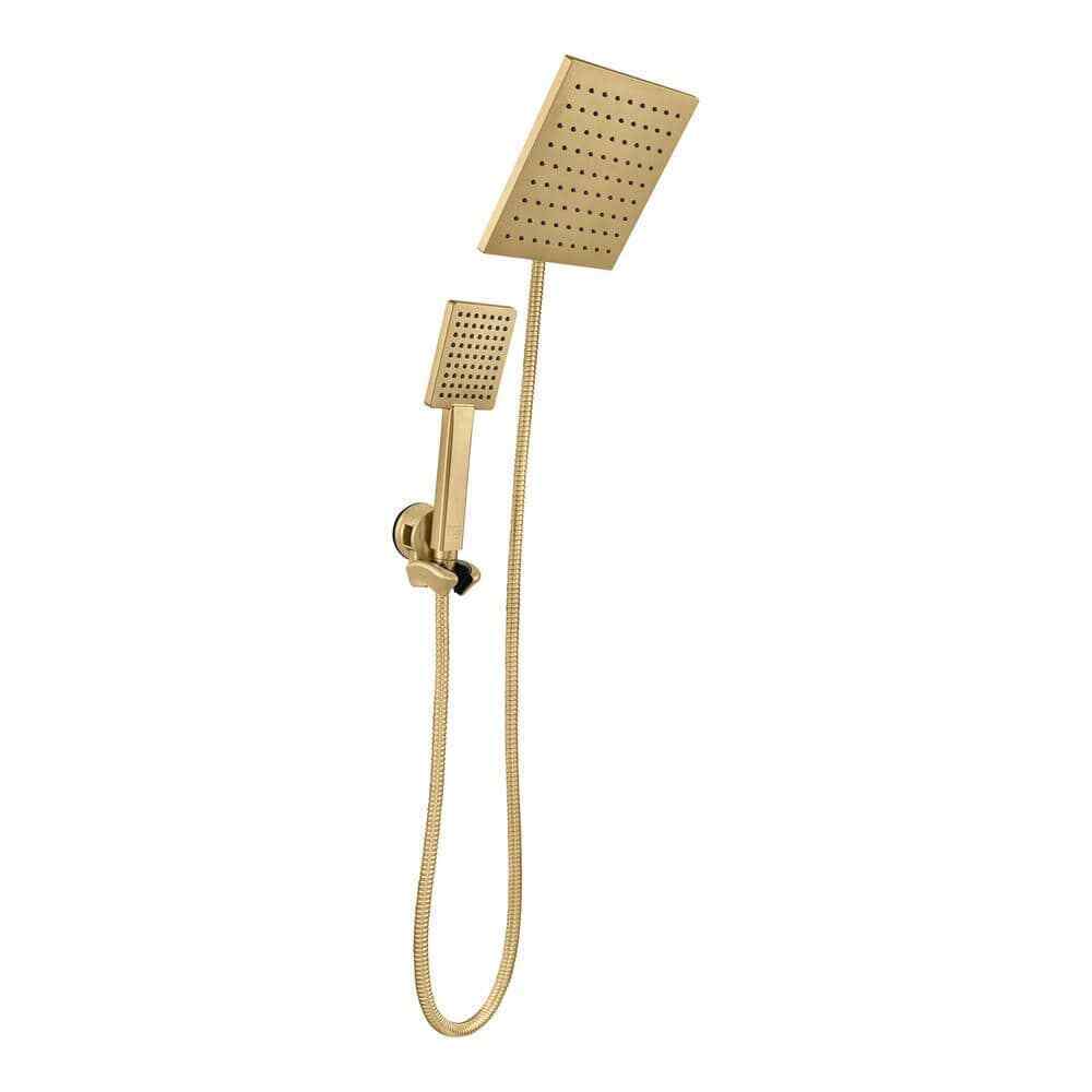 Glacier Bay Modern Dual Wall Mount Fixed and Handheld Shower Heads Matte Gold