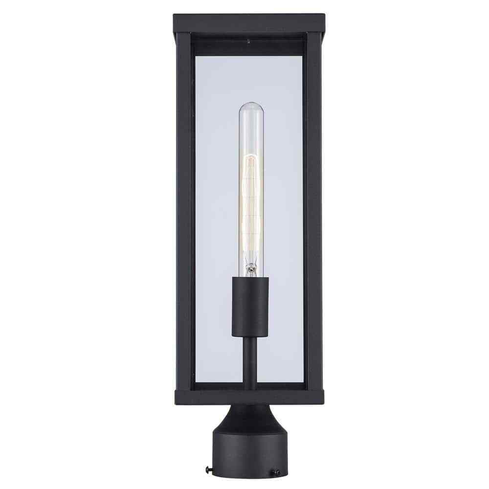 Bel Air Lighting Oxford Black Outdoor Lamp Post Light Fixture with Clear Glass