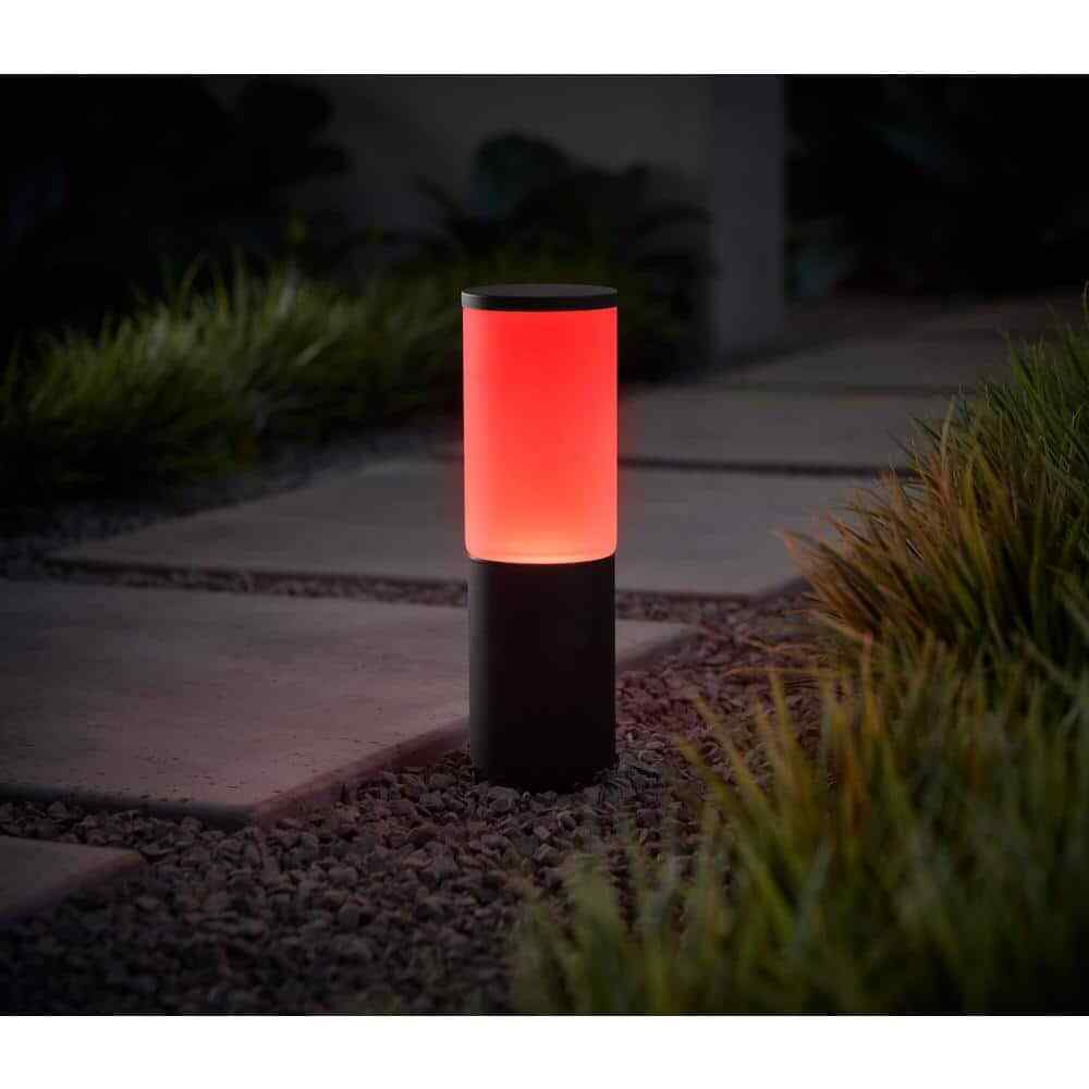 Hampton Bay Hartford Low Voltage Black LED Smart Outdoor Bollard Light
