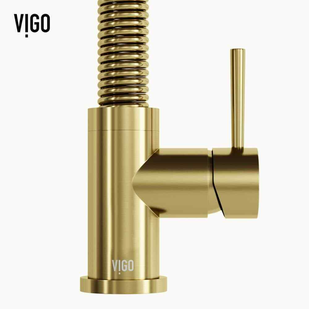 VIGO Edison Single Handle Pull-Down Sprayer Kitchen Faucet in Matte Brushed Gold