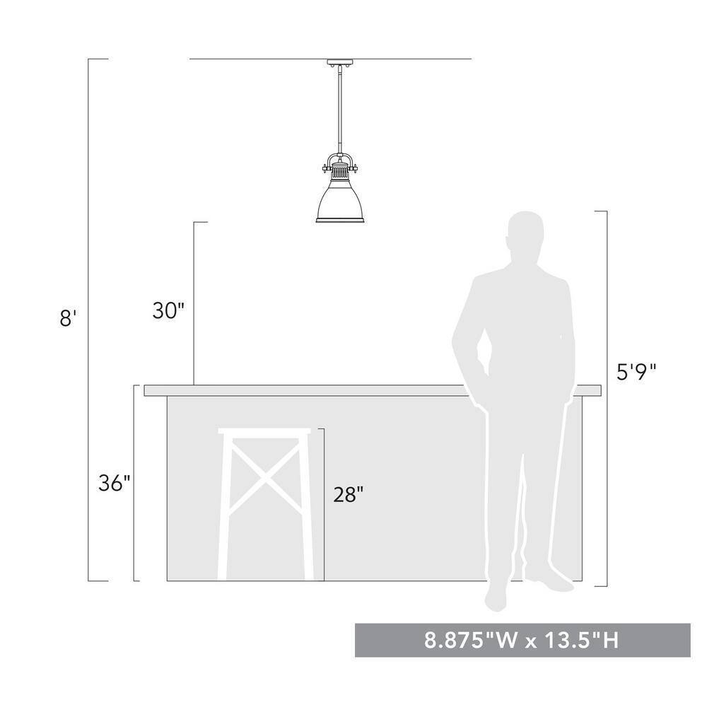 Golden Lighting Duncan 1-Light Black Pendant and Rod with Red Shade