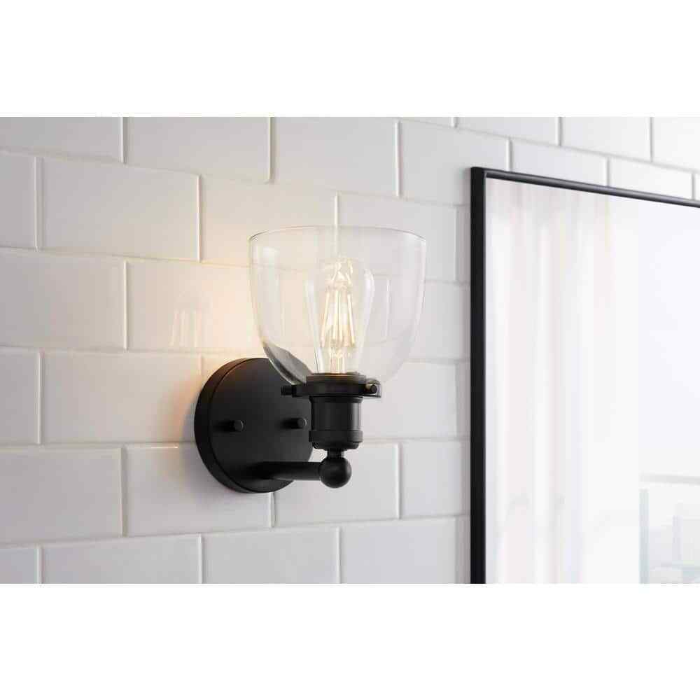 Home Decorators Evelyn Matte Black Indoor Wall Sconce