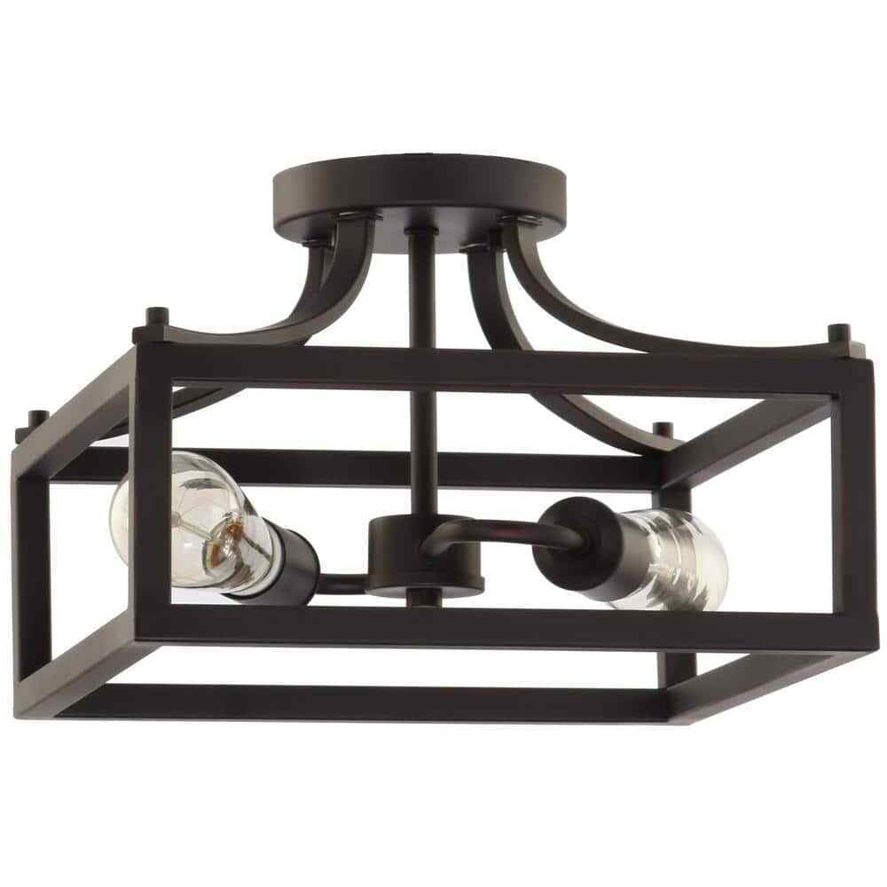 Hampton Bay Boswell Quarter 12-1/2 in. 2-Light Semi-Flush Mount Ceiling Light