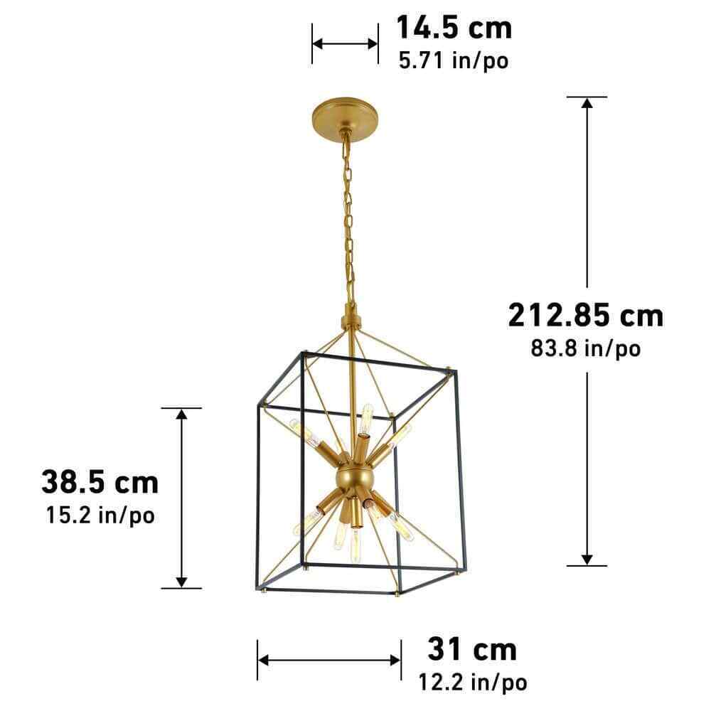 Artika Clyde 25-Watt 9-Light Black and Gold Modern Sputnik Pendant Chandelier