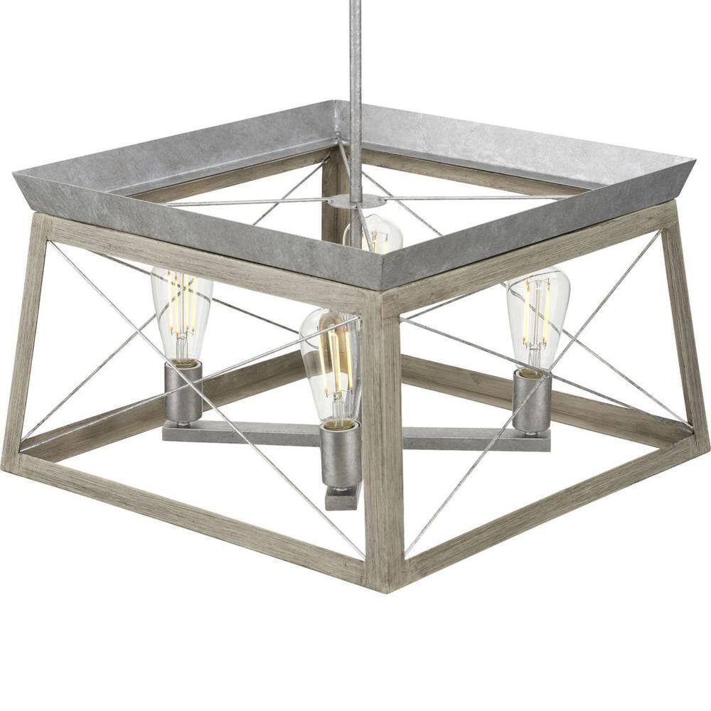 Progress Lighting Briarwood 4-Light Bleached Oak Farmhouse Chandelier Light