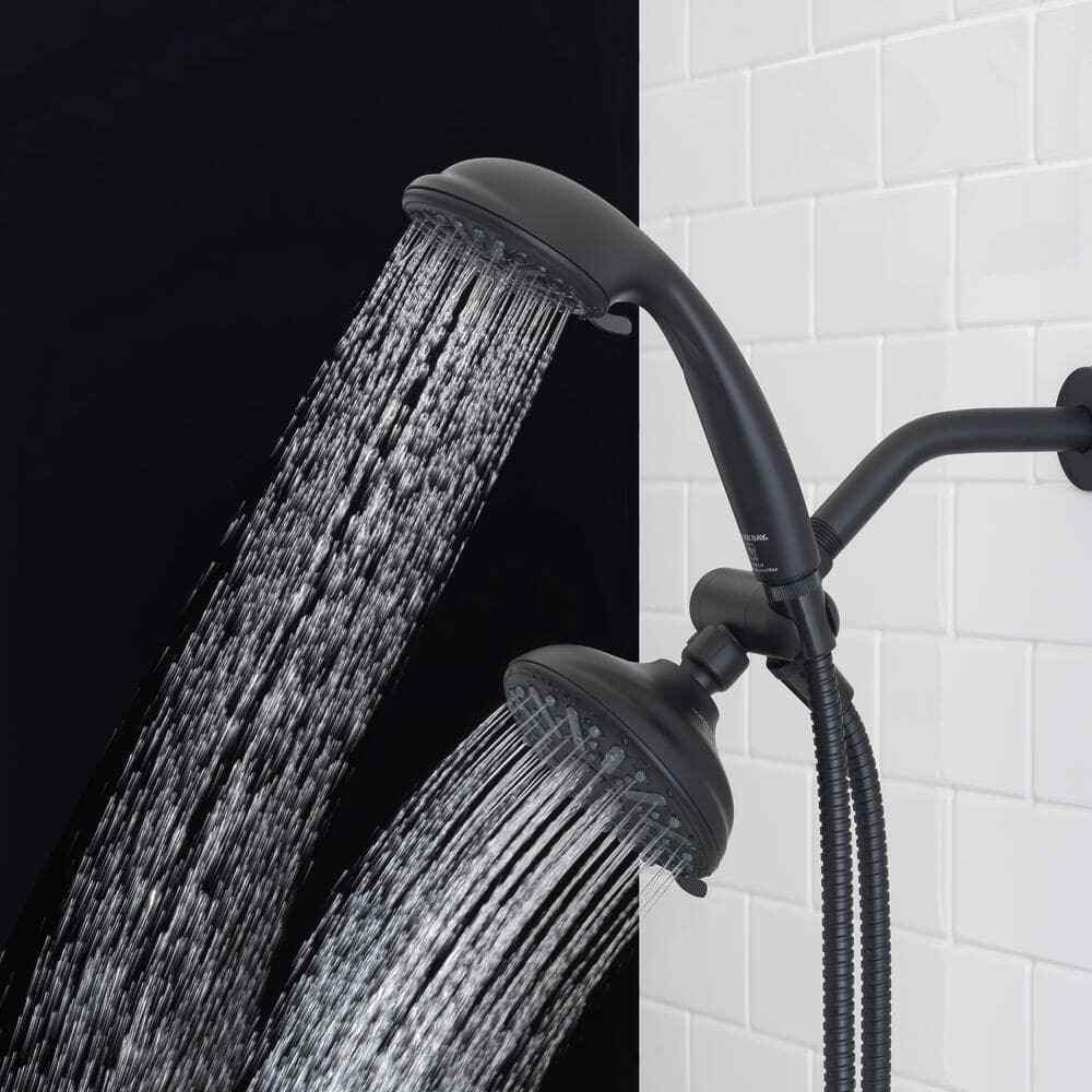 Glacier Bay 6-Spray 5 in. Dual Wall Mount Handheld Shower Head Matte Black