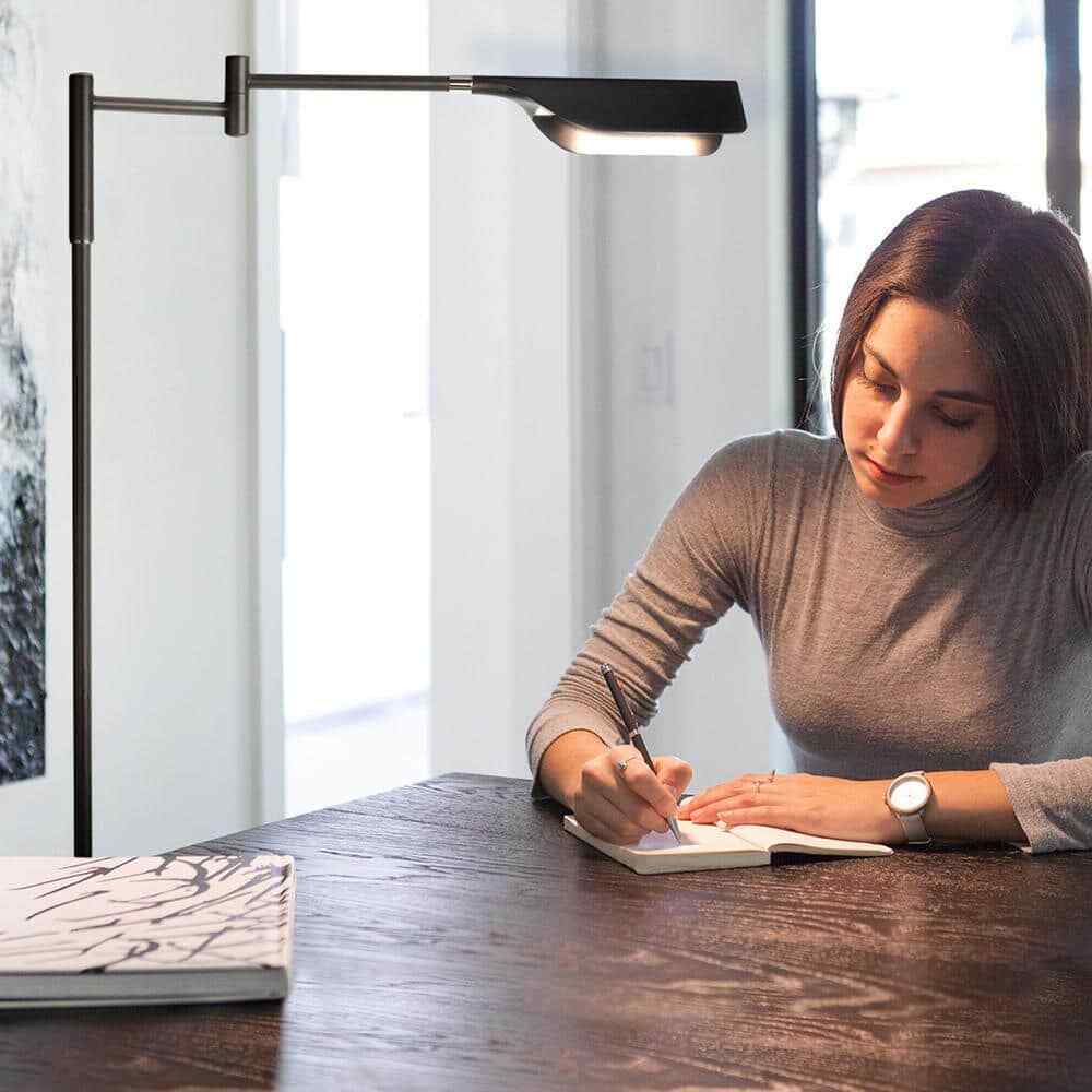 Brightech Leaf 53 in. Black LED Floor Lamp with Adjustable Arm and Shade
