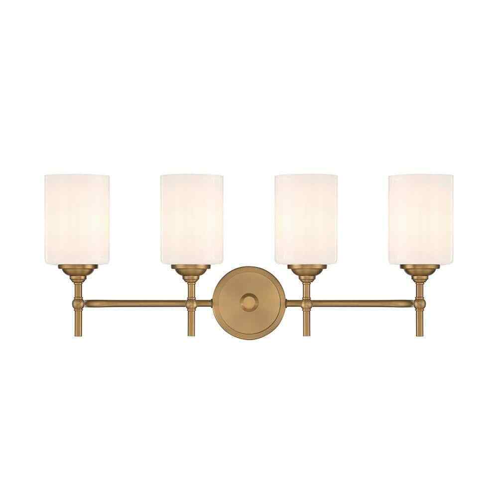 Home Decorators Ayelen 4-Light Matte Brass Modern Bathroom Vanity Light
