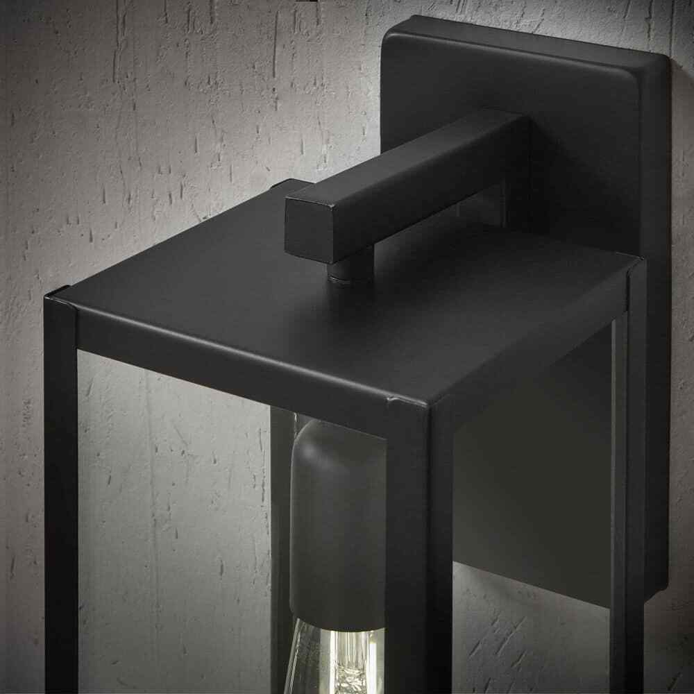 Hampton Bay Hurley Modern 1-Light Matte Black Hardwired Outdoor Wall Lantern